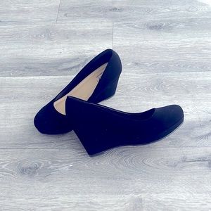 Woman’s platform shoes, Black suede in great condition, SZ. 8 1/2 Med.